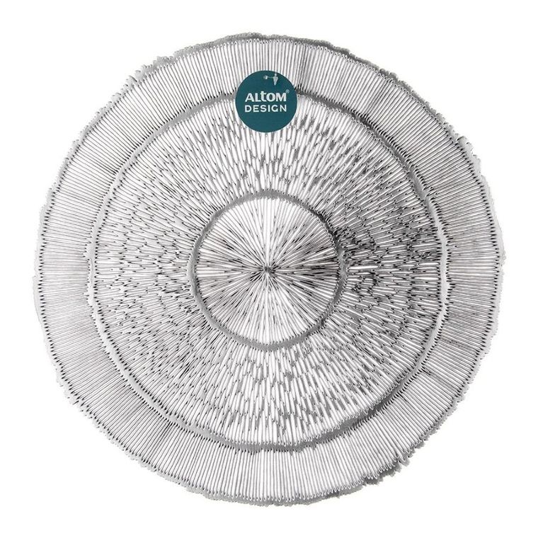 Altom Design, mata stołowa, okrągła pvc, srebrna promienie, 38 cm