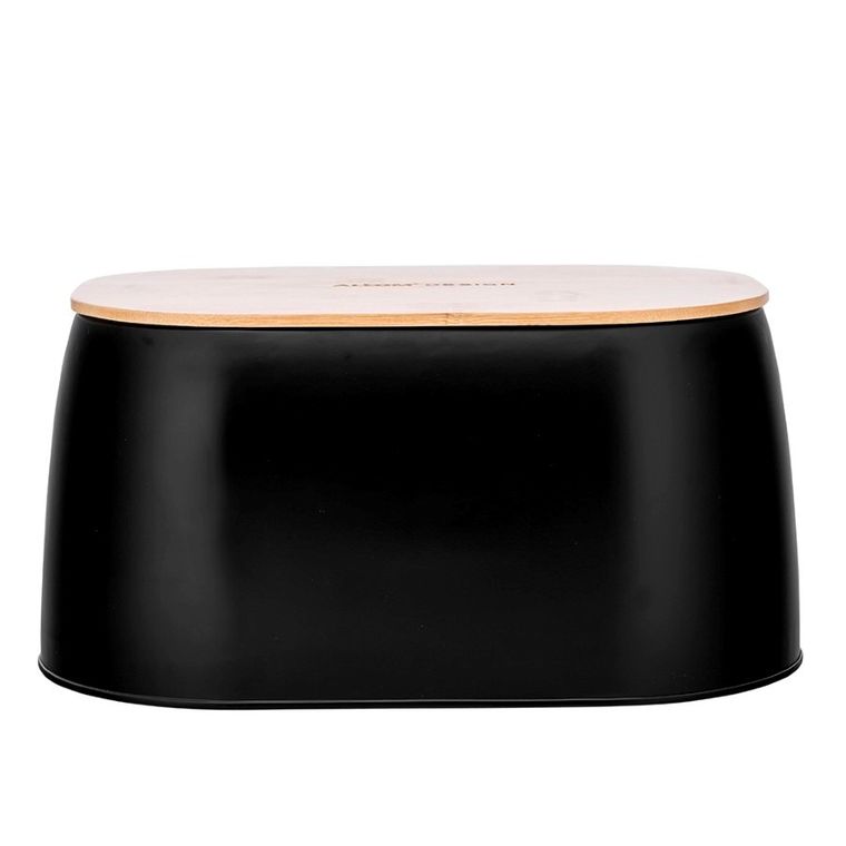 Altom Design, metalowy chlebak z pokrywą bambusową, 33,5-23,5-15,5 cm