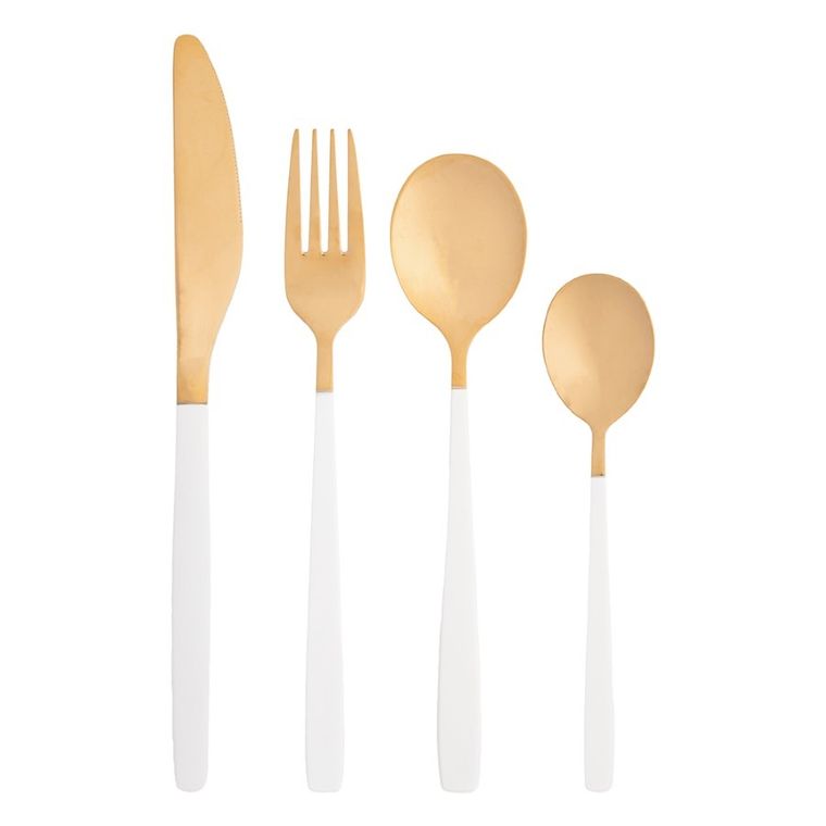 Altom Design, Noble, Gold White, sztućce komplet, 24 szt. w pudełku flok