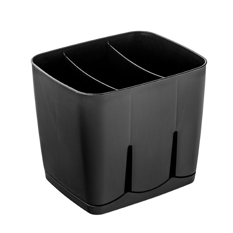 Altom Design, ociekacz do sztućców z podstawką, 3-komorowy, czarny