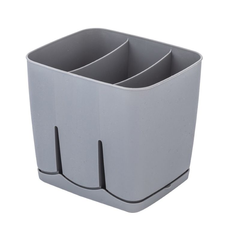 Altom Design, ociekacz do sztućców z podstawką, 3-komorowy, szary