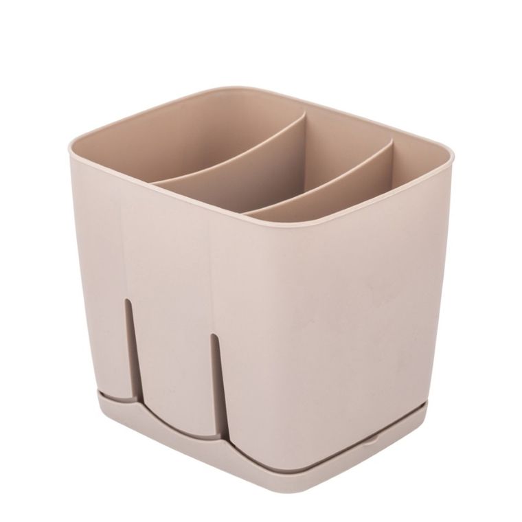 Altom Design, ociekacz do sztućców z podstawką, 3-komorowy, taupe