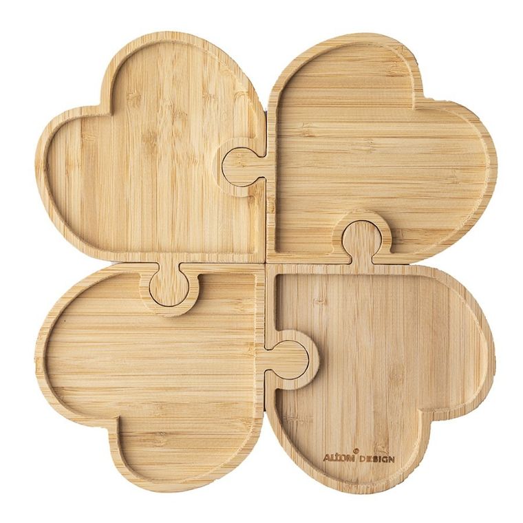 Altom Design, patera bambusowa, serca, 24-24-1.6 cm