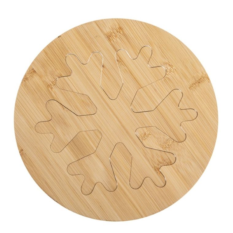 Altom Design, podstawka bambusowa pod gorące naczynia rozkładana, 22-22-1 cm, śnieżynka