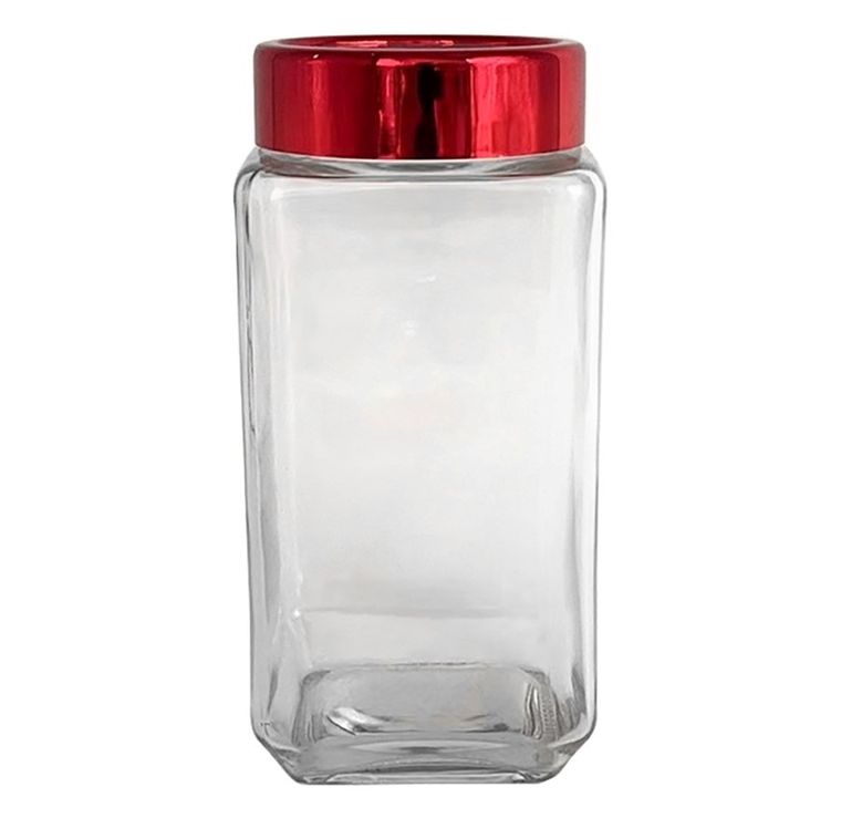 Altom Design, pojemnik kwadratowy z czerwoną pokrywką, 1l