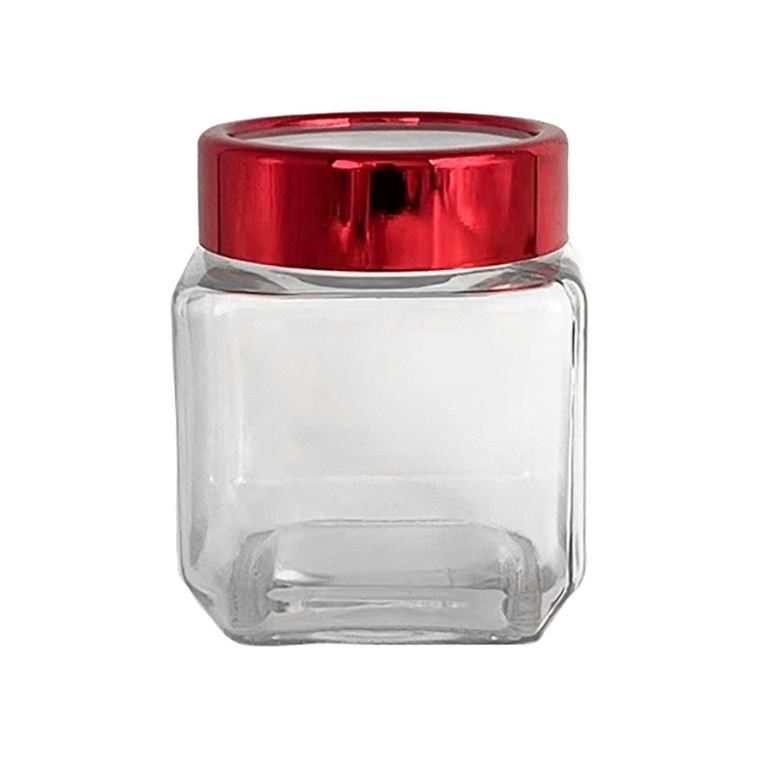 Altom Design, pojemnik kwadratowy z czerwoną pokrywką, 500 ml