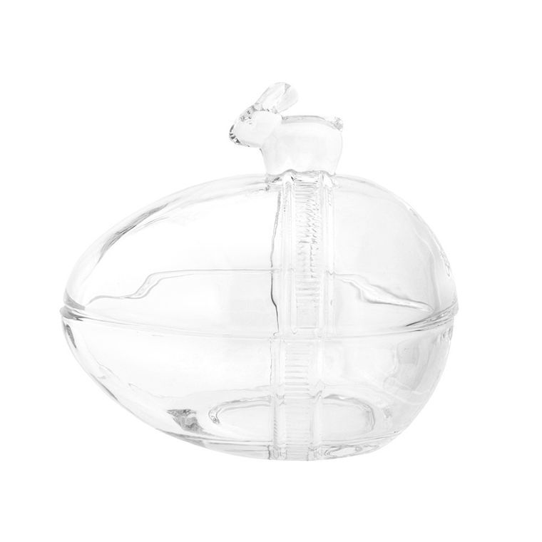 Altom Design, pojemnik szklany jajko z zajączkiem, 13.5-10-12.5 cm