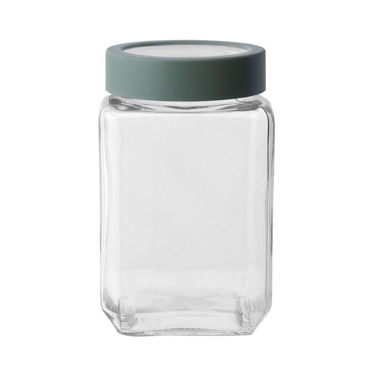 Altom Design, pojemnik szklany kwadratowy z szałwiową pokrywką, 700 ml