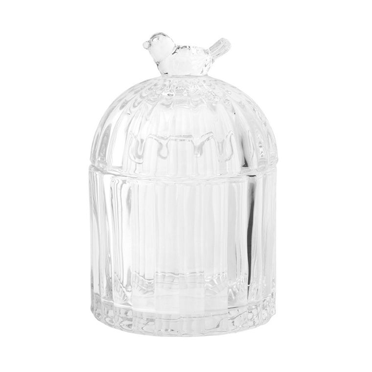 Altom Design, pojemnik szklany z ptaszkiem, 8-8-12 cm