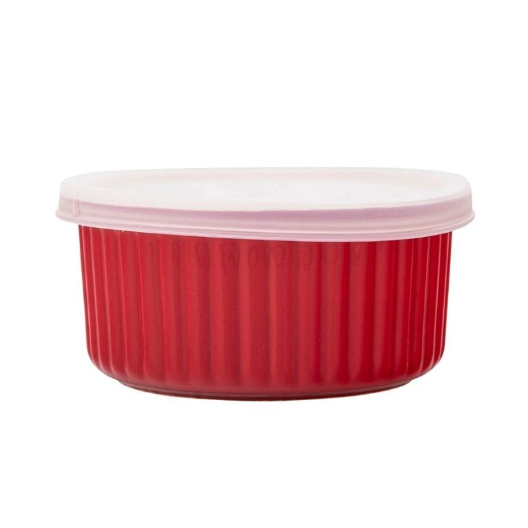 Altom Design, Red Chilli, ramekin ceramiczny z pokrywką, 12,5-6 cm, 370 ml