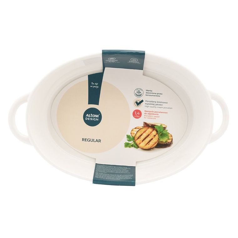 Altom Design, Regular, naczynie owalne do zapiekania, porcelana kremowa, 31-19-5,5 cm, 1,4l