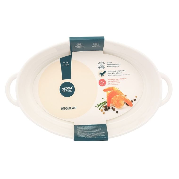 Altom Design, Regular, naczynie owalne do zapiekania, porcelana kremowa, 38,5-23-7 cm, 2,7l