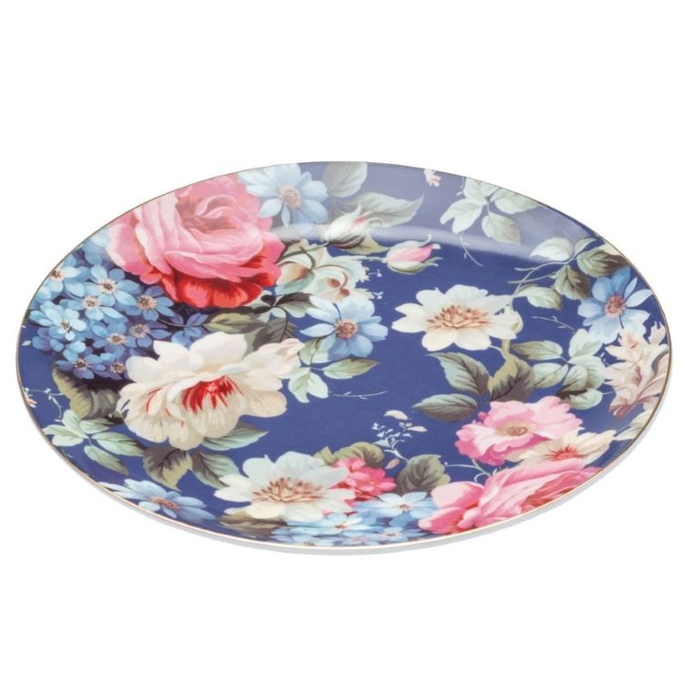 Altom Design, Róża, talerz deserowy, granatowy, 20 cm