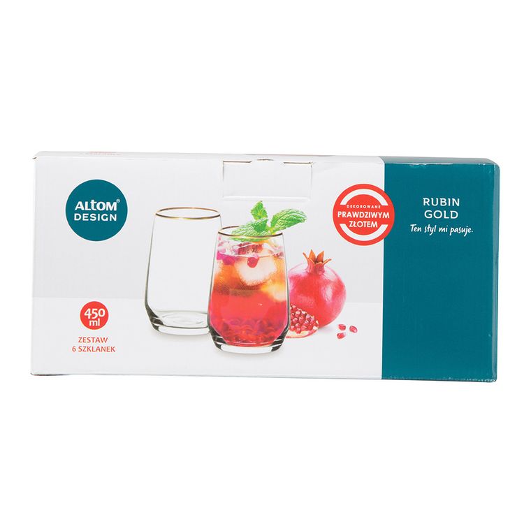 Altom Design, rubin gold, 6 szklanek, 450 ml