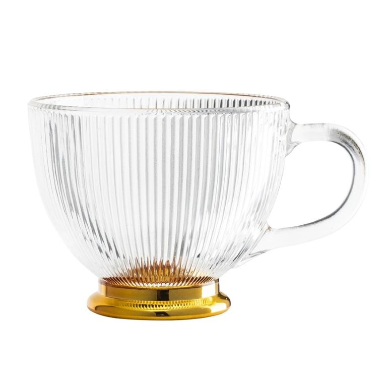 Altom Design, selena filiżanka szklana na stopce, złota, 430 ml