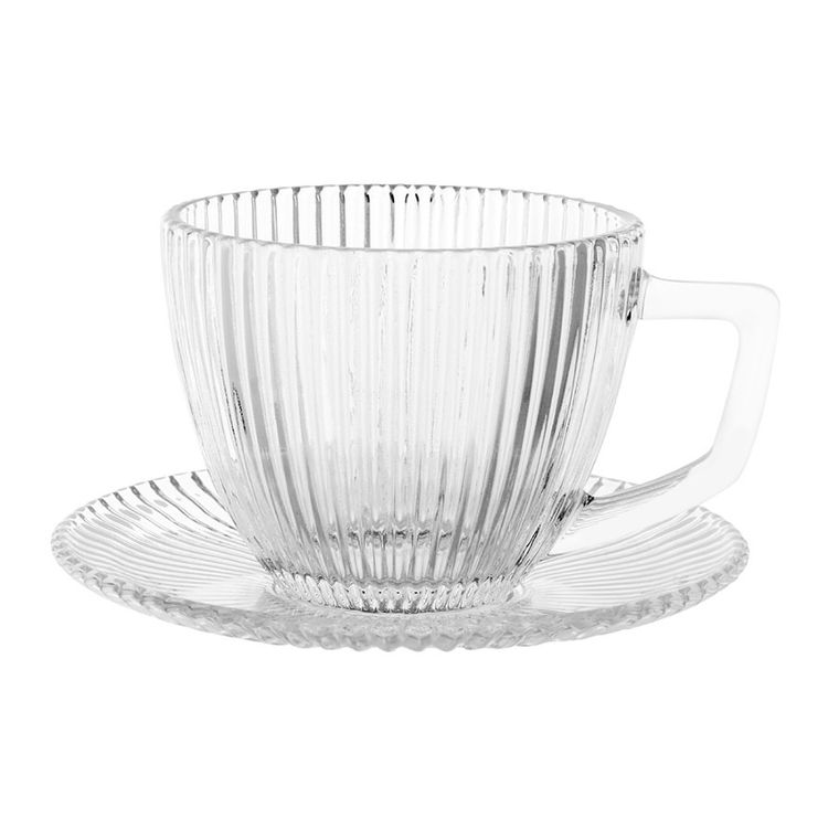 Altom Design, Selena, filiżanka szklana, ze spodkiem w opasce, 250 ml