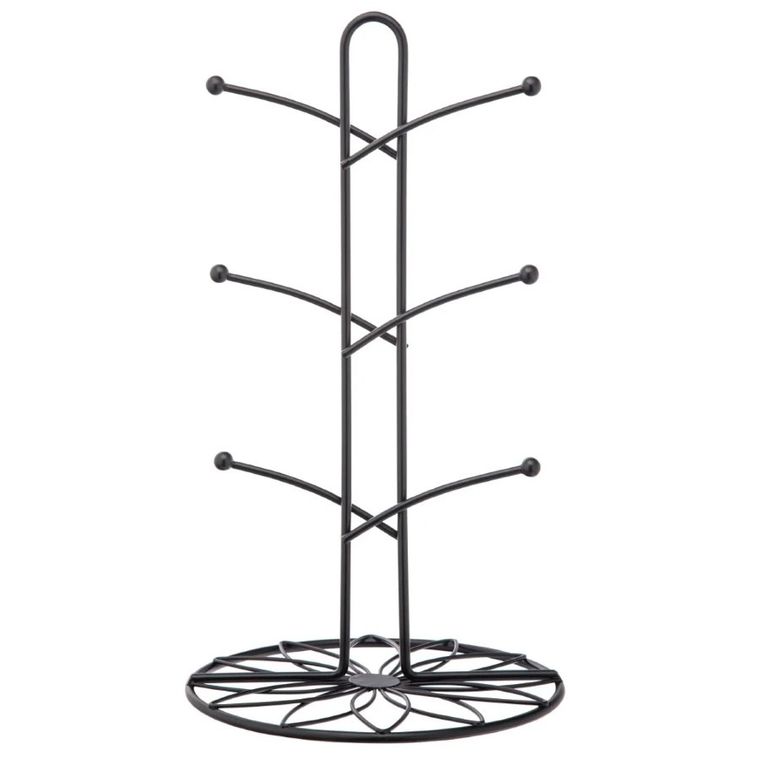 Altom Design, stojak na kubki, metalowy, czarny w kwiaty, 18-33 cm