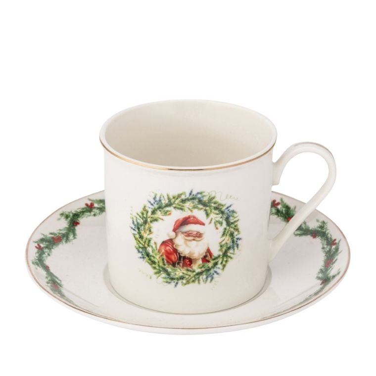 Altom Design, świąteczna girlanda filiżanka ze spodkiem, 220 ml, w opasce