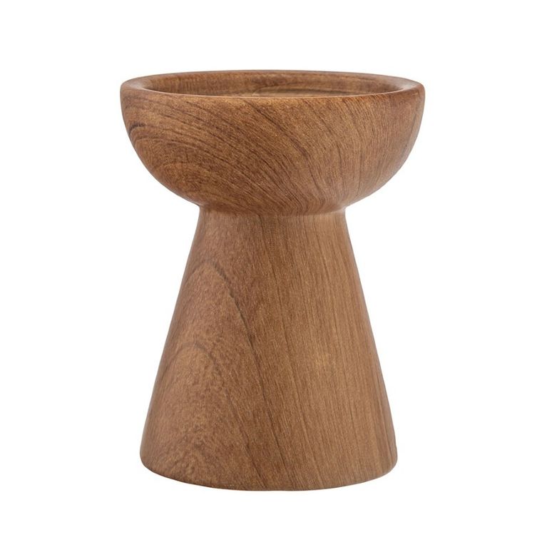 Altom Design, świecznik dolomitowy, imitacja drewna, 9-9-11.5 cm