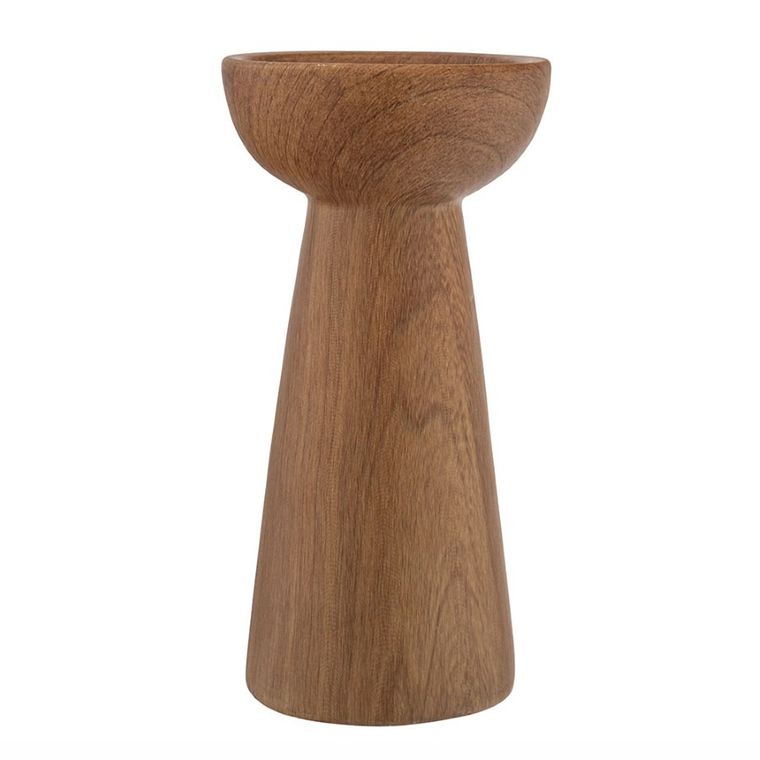 Altom Design, świecznik dolomitowy, imitacja drewna, 9-9-18 cm