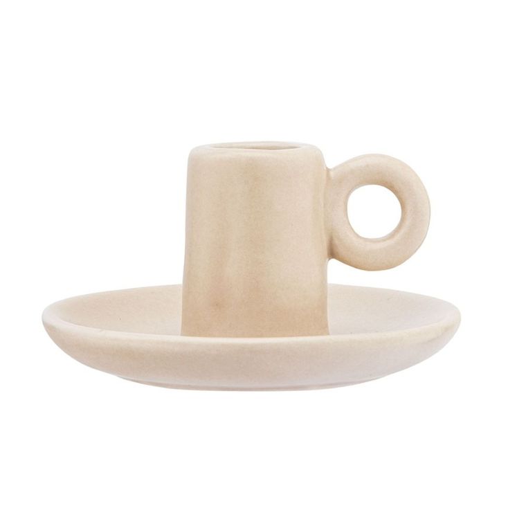 Altom Design, świecznik dolomitowy matowy na cienką świecę, brązowy, 10-10-5 cm