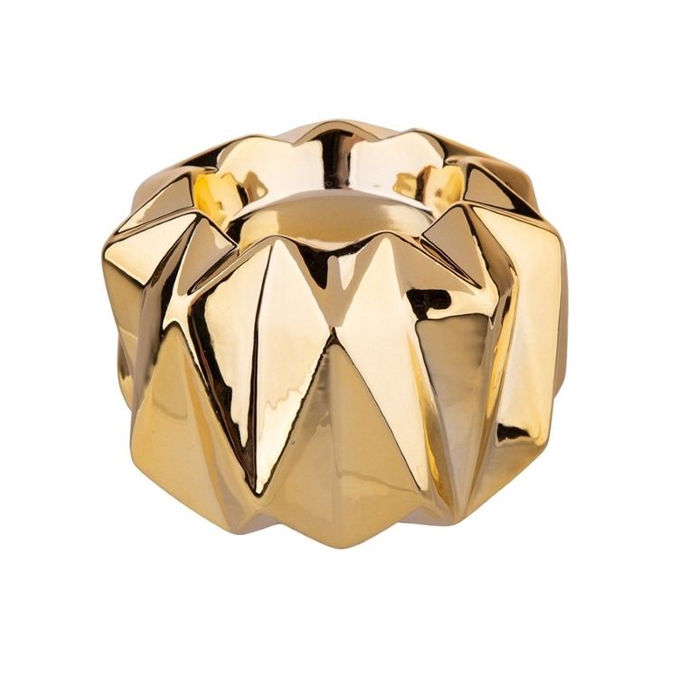 Altom Design, świecznik porcelanowy, złoty, 9-9-6 cm