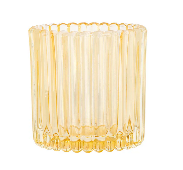 Altom Design, świecznik szklany, 8.5-8.5-9 cm, żółty