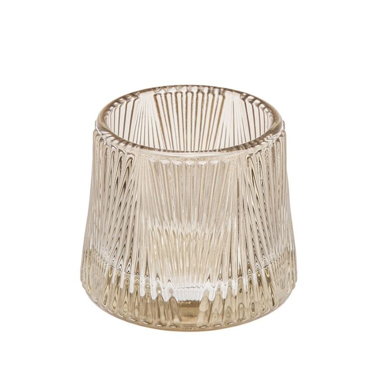 Altom Design, świecznik szklany prążkowany, 7.5-7.5-7 cm