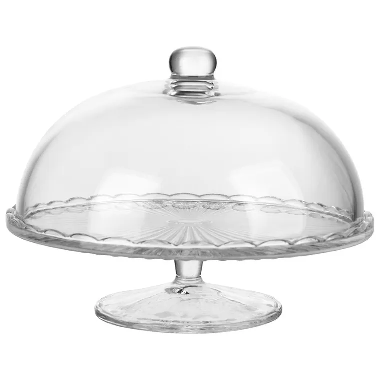 Altom Design, Venus, patera szklana z kloszem na stopce, 28 cm