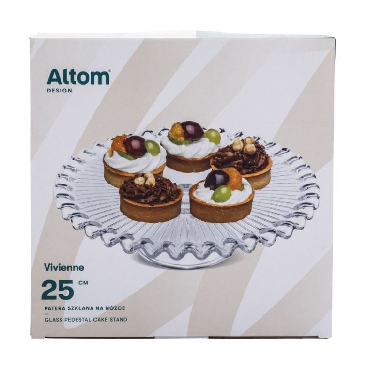 Altom Design, Vivienne, patera szklana na nóżce, 25 cm