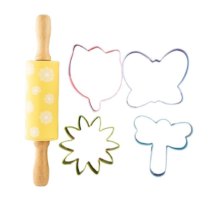 Altom Design, zestaw do pieczenia, 4 wykrawacze do ciasta + wałek, wiosna