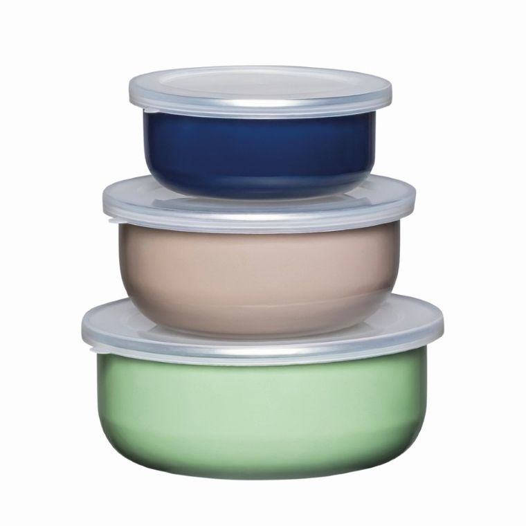 Altom Design, zestaw misek emaliowanych z pokrywkami, 3 szt.