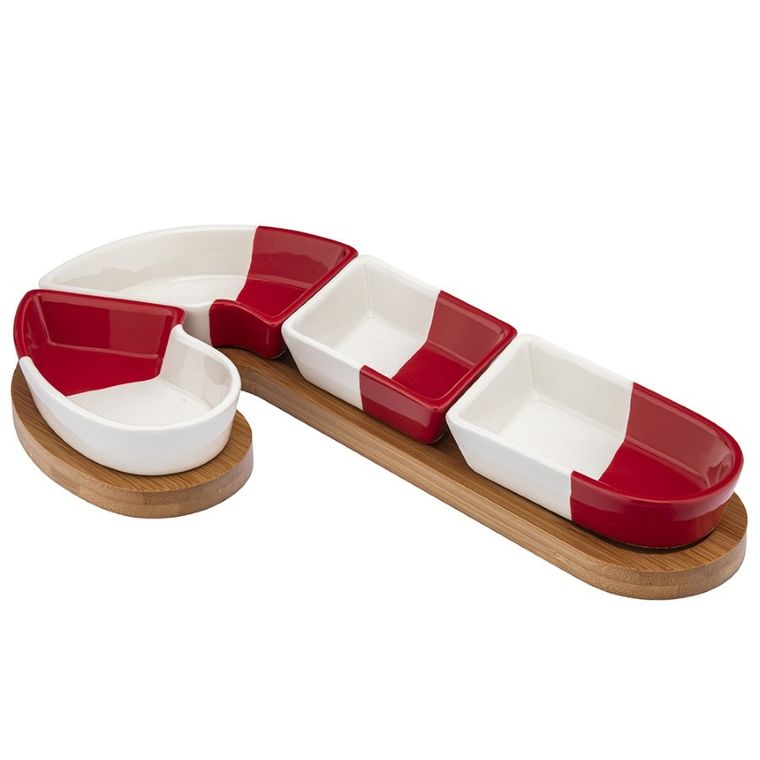 Altom Design, zestaw naczyń na podstawie bambusowej nbc, 30-16.5-3.5 cm, cukrowa laseczka, color box