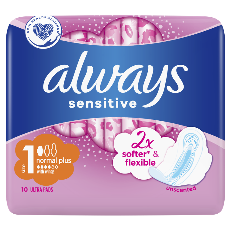 Always, Ultra Sensitive Normal Plus, podpaski ze skrzydełkami, rozmiar 1, 10 szt.