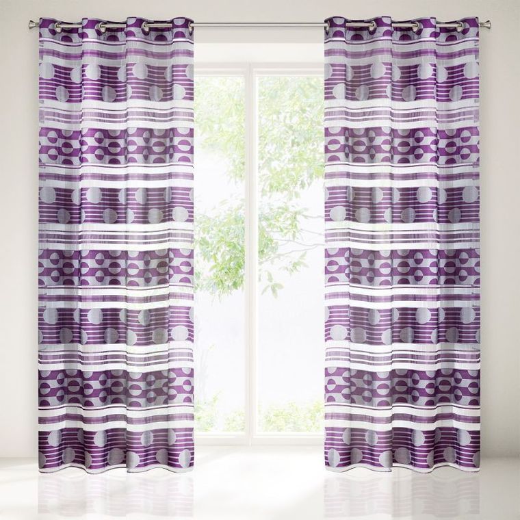 Amanda, zasłona gotowa, we wzorzyste, poziome pasy, 140-250 cm