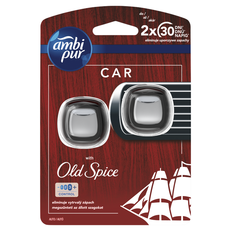 Ambi Pur, Car, zawieszka samochodowa z zapachem Old Spice, 4 ml, zestaw startowy, 2 szt.