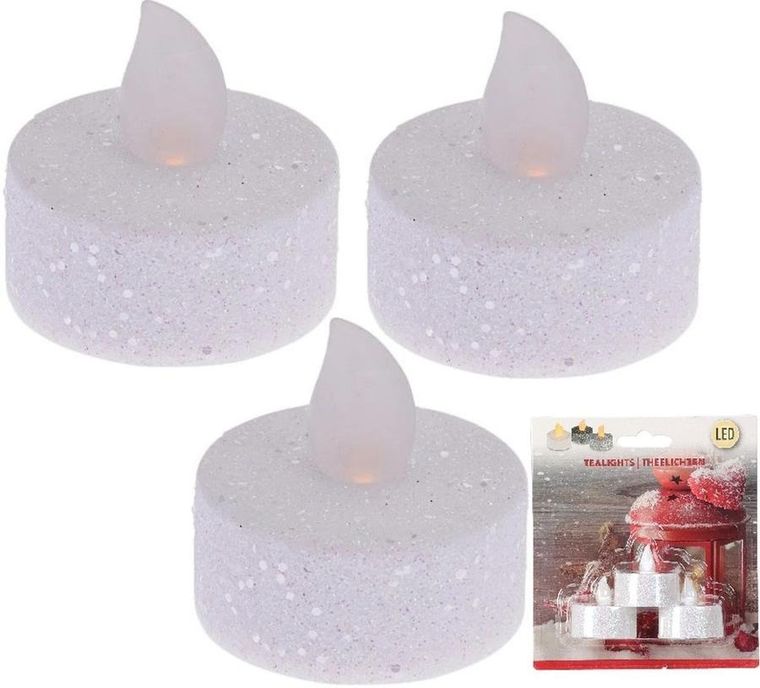 Ambiance Light, zestaw 3 świeczek tea light LED, z brokatem