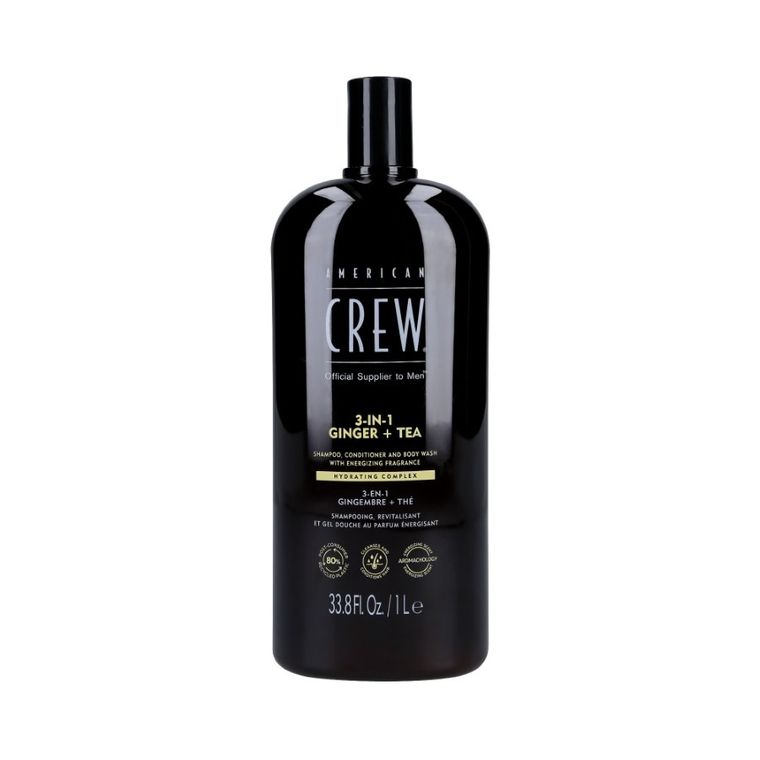 American Crew, Ginger&Tea, szampon, odżywka i żel pod prysznic 3w1, imbir i herbata, 1000 ml