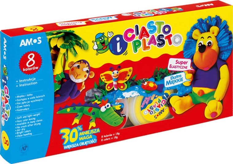 Amos, Ciasto-Plasto, masa plastyczna, 8 kolorów