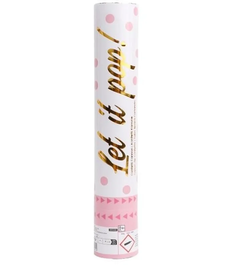 Amscan, armatka konfetti różowa papier, okrągły, 28 cm