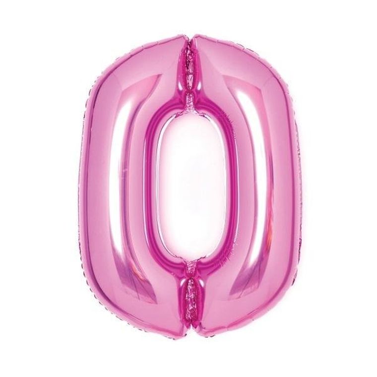 Amscan, balon foliowy cyfra 0, różowa, 47-66 cm, N26, zapakowany