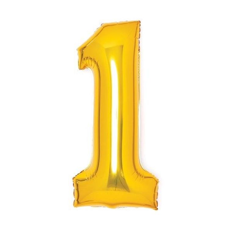 Amscan, balon foliowy cyfra 1, złota 35-66 cm