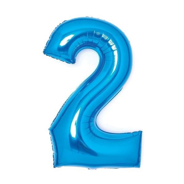 Amscan, balon foliowy cyfra 2, niebieska, 51-66 cm