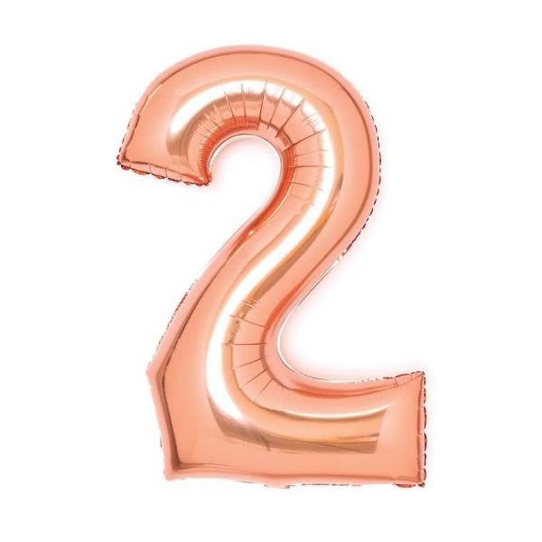 Amscan, balon foliowy cyfra 2, różowe złoto, 51-66 cm