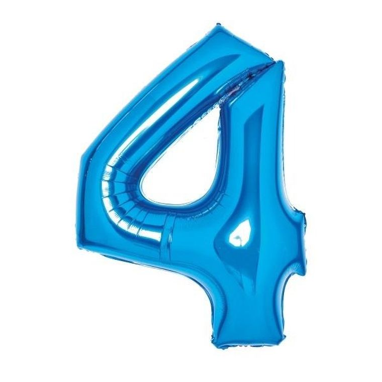 Amscan, balon foliowy cyfra 4, niebieska, 51-66 cm