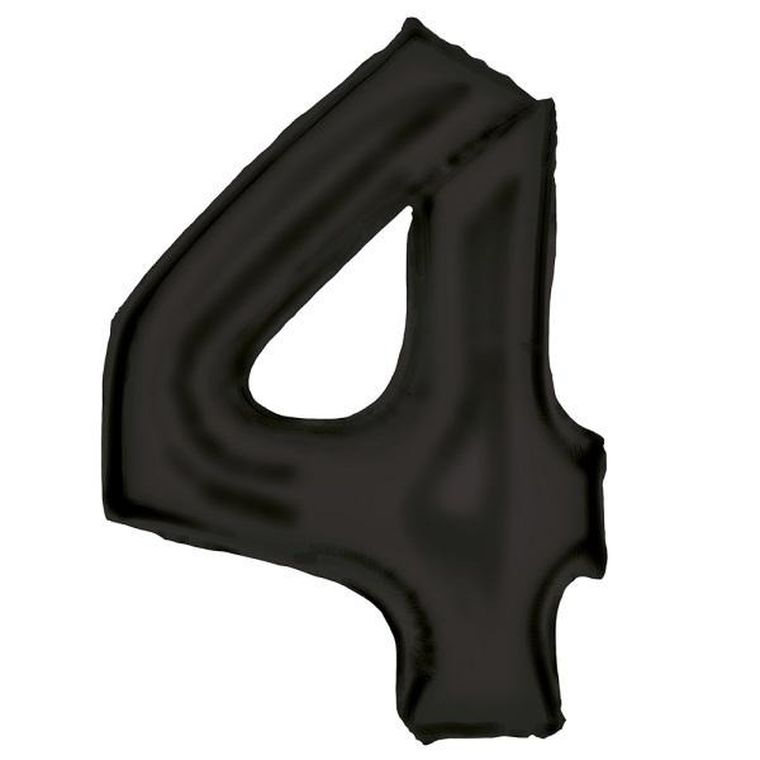 Amscan, balon foliowy cyfra 4, satynowa czarna, 86 cm, N34, spakowany