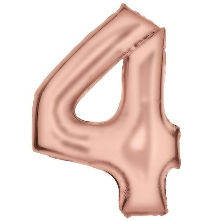 Amscan, balon foliowy cyfra 4, satynowy, różowe złoto, 86 cm
