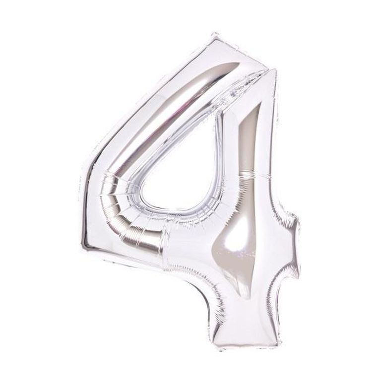 Amscan, balon foliowy cyfra 4 srebrna, 51-66 cm