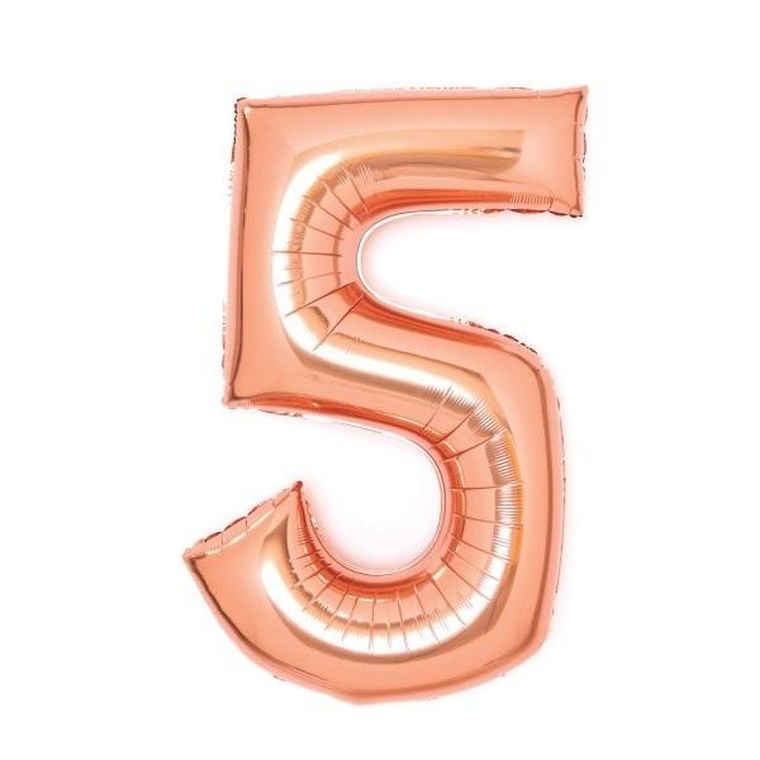 Amscan, balon foliowy cyfra 5, różowe złoto, 52-66 cm