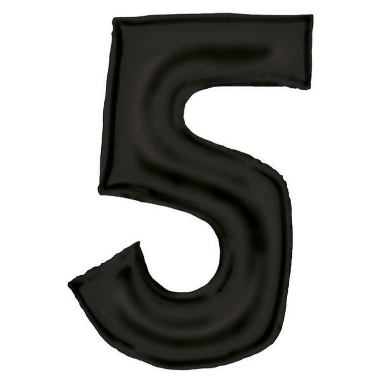 Amscan, balon foliowy cyfra 5, satynowa czarna, 86 cm, N34, spakowany